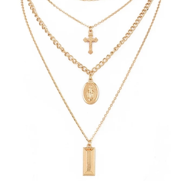 ◇Buffy◇ Layered Gold Pendant Cross Necklace - Picture 4 of 6